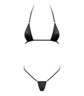 Love In Leather Spandex Fabric Womens Micro Bikini - Black - Bras and Bra Sets